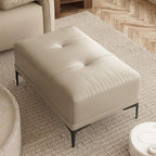 Stylish midnight black ottoman in modern living room