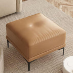 Stylish midnight black ottoman in modern living room