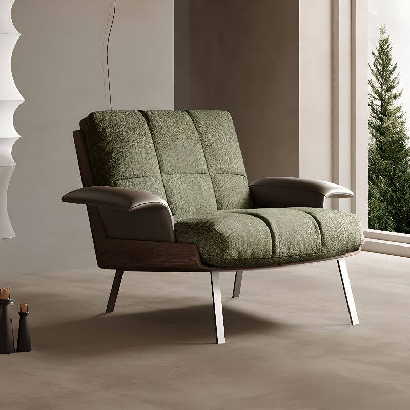 Minimalist Sage Arm Chair with Solid Color, Cushion Back, and Armrest Secondary image