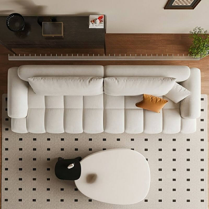 Sofá minimalista resistente a arañazos en color crema para el suelo/Sofá individual con respaldo y 2 cojines/1 cojín para 3/2/1 persona Imagen secundaria del producto