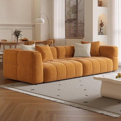 Comfy sofa with multiple decorative pillows