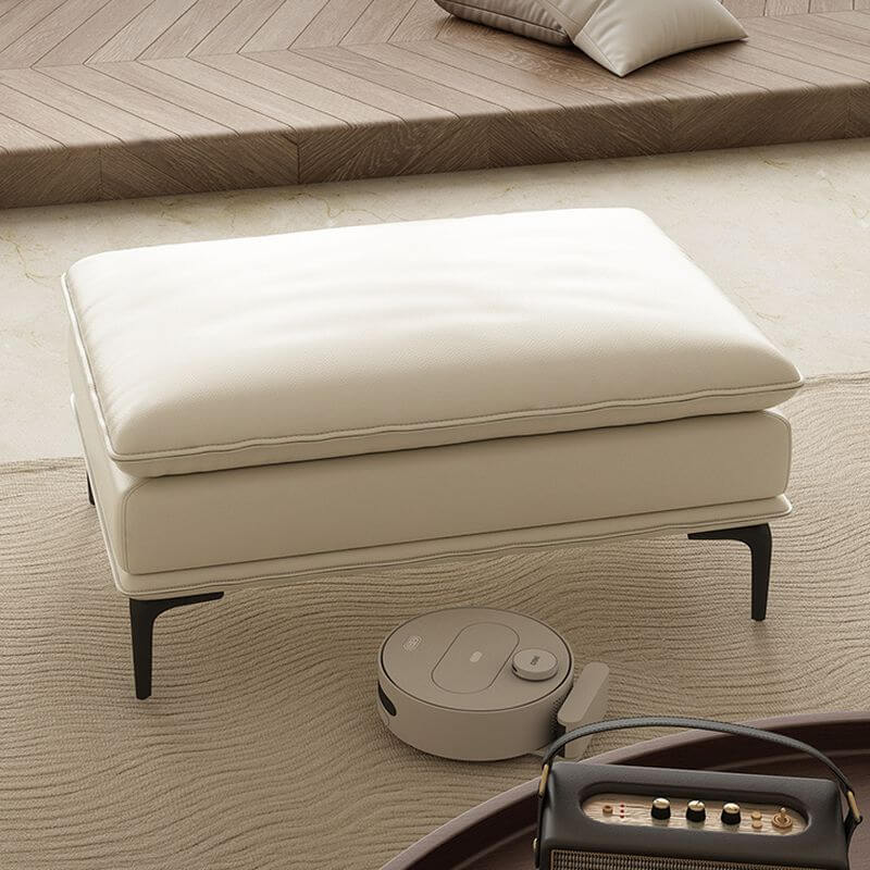 Comfortable Beige Upholstered Accent Stool