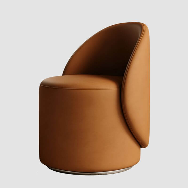 Upholstered accent stool in apricot color