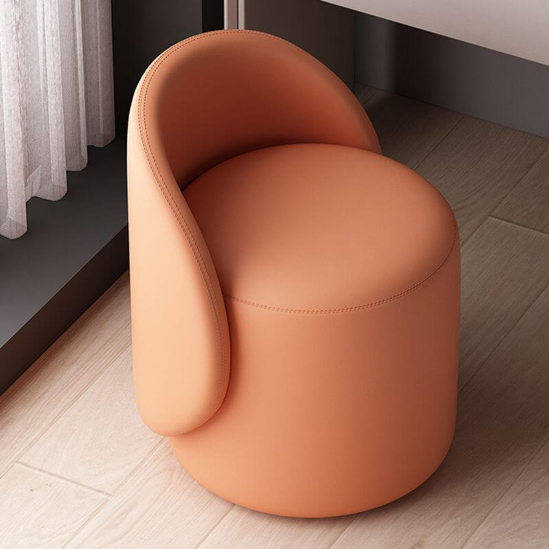 Tabouret d'accent couleur unie minimaliste avec siège rembourré blanc/vert/abricot, base tournante sur socle avec dossier Image secondaire du produit