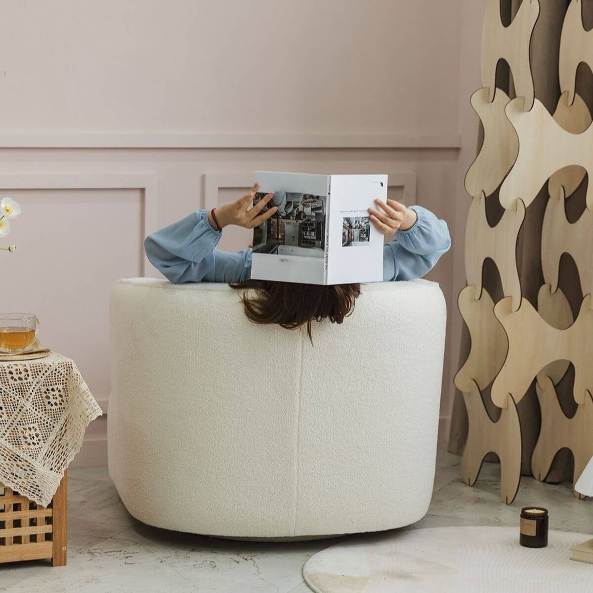 Elegant white upholstered chair for living room