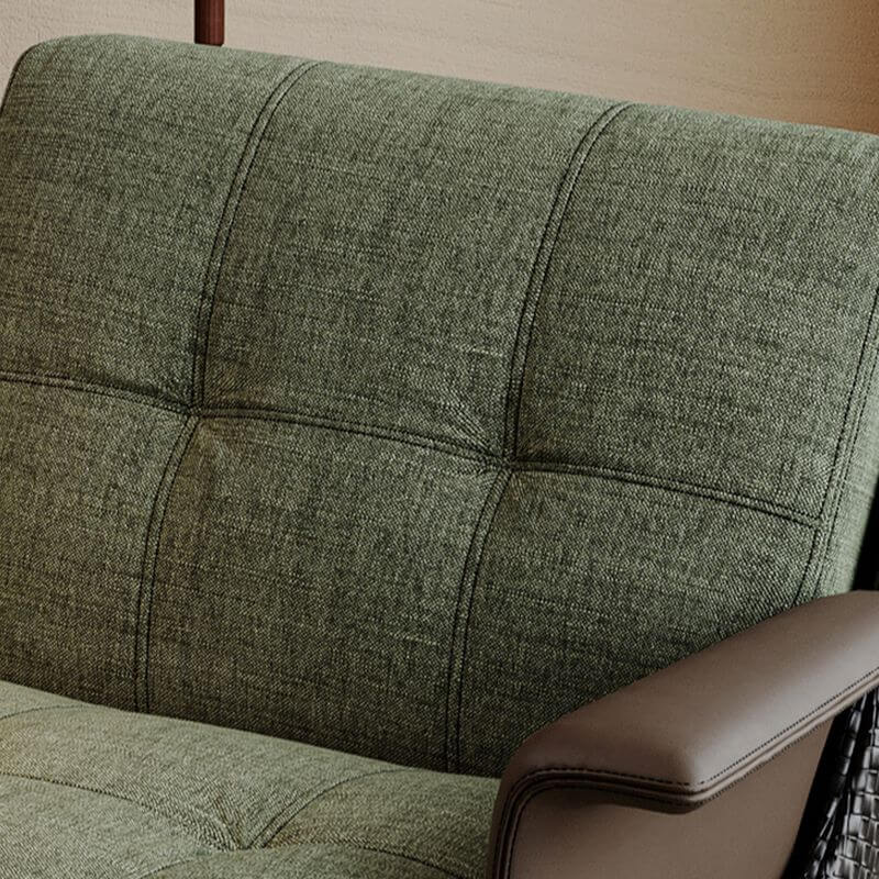 Minimalist Solid Color Arm Chair with Cushion Back and Decorative-stitched Armrest in Midnight Black/Ivory/Olive Green Secondary image