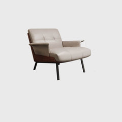Olive Green Minimalist Arm Chair with Decorative-stitched Armrest