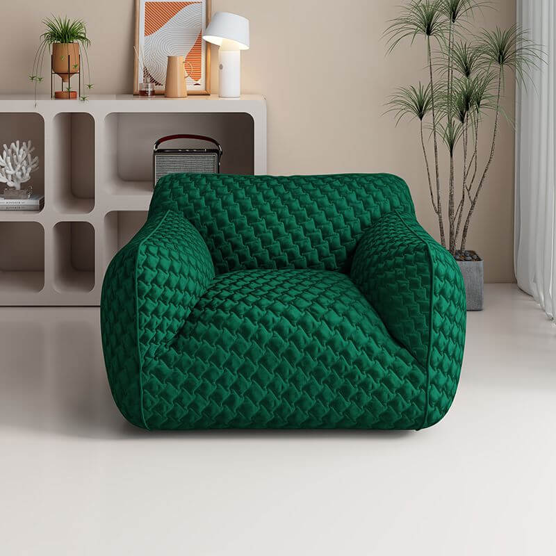 Comfortable seating with solid color arm chair