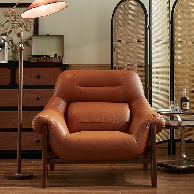 Solid color armchair with tight back