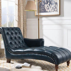 High-quality leather chaise bench