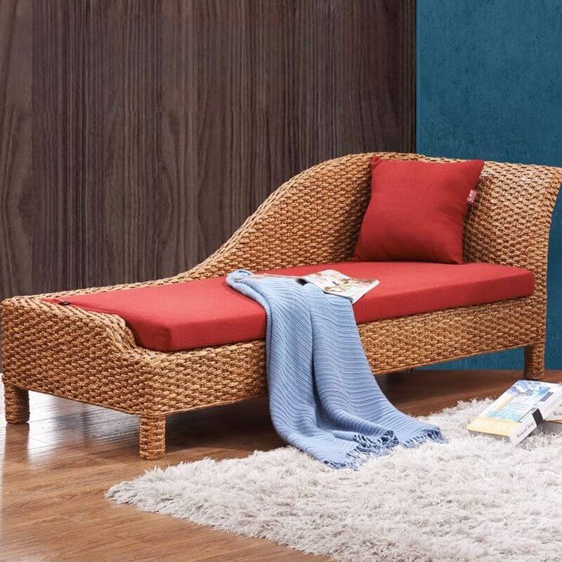 Minimalist Solid Color Chaise Bench with Flared Arm