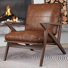 Solid color cushion back arm chair with ottoman