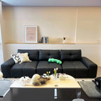 Cozy living room featuring a Scandinavian style sofa