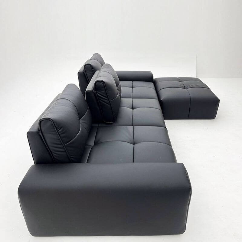 Elegant 3-seater ink upholstered sofa in modern decor