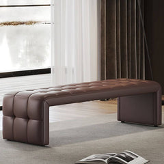 Minimalist Solid Color Pine Upholstered Accent Bench in brown