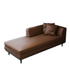 Minimalist solid color faux leather chaise bench in dark brown