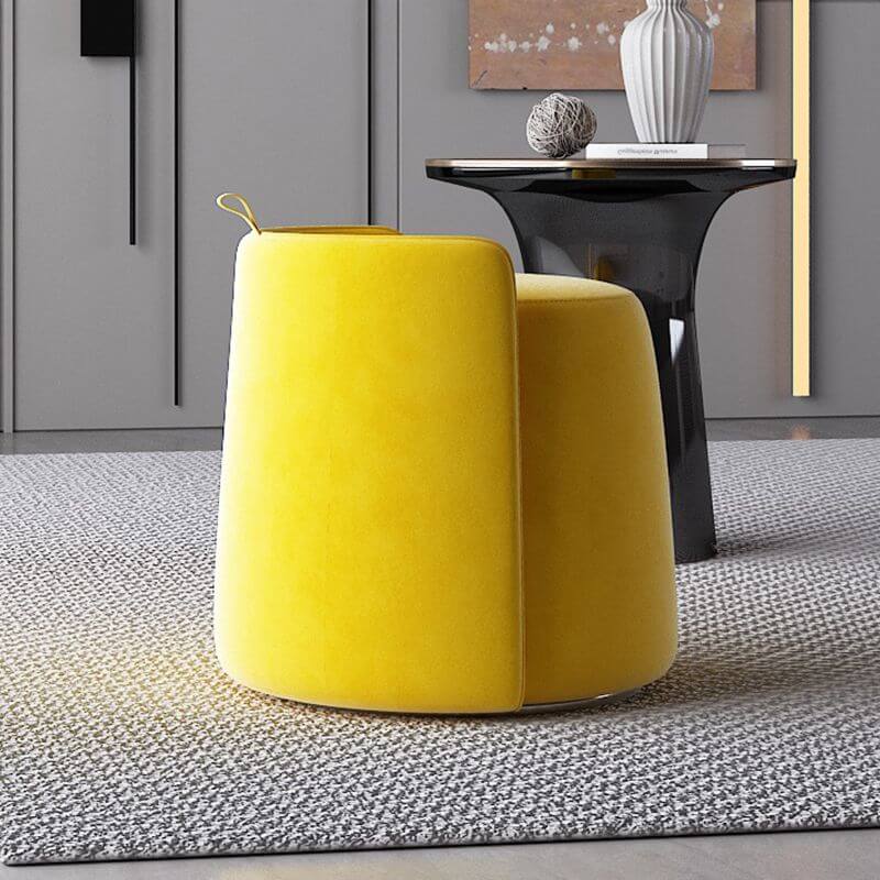 yellow upholstered stool