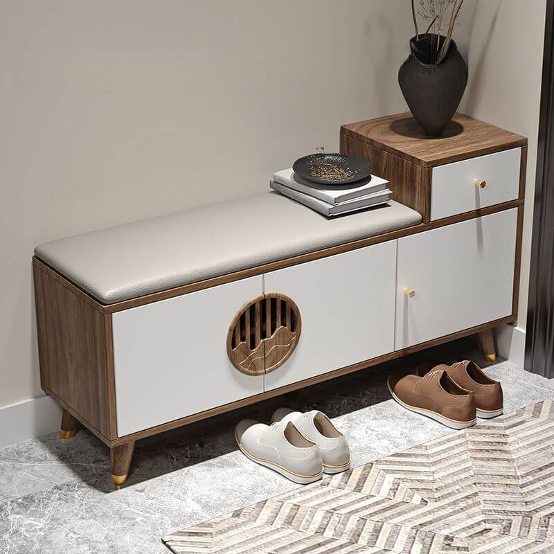 Sleek Solid Color Timber Entryway Bench