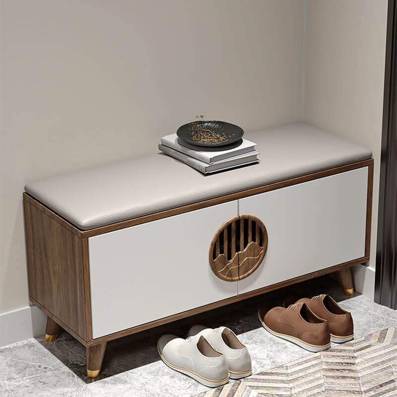 Sleek Solid Color Timber Entryway Bench