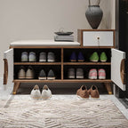 Modern Walnut/White Shoe Bench