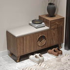 Modern Walnut/White Shoe Bench