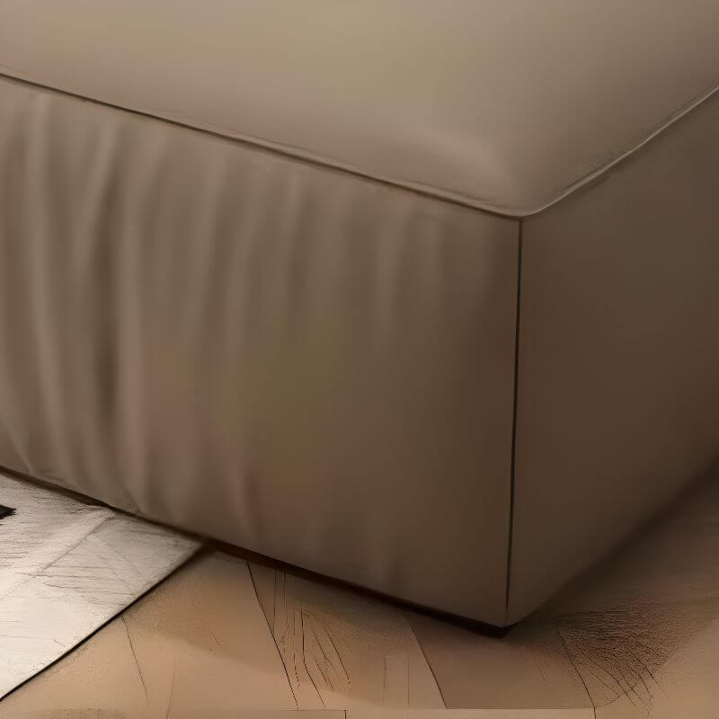 Tabouret utilitaire de couleur unie minimaliste avec siège rembourré Noir Minuit/Écru sur base rectangulaire Image secondaire du produit