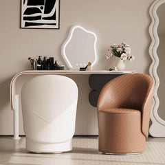 Minimalist solid color vanity stool in beige