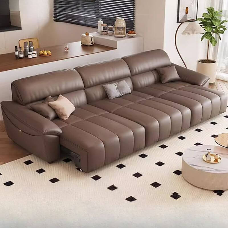 minimalist sleeper sofa in auburn color メイン画像