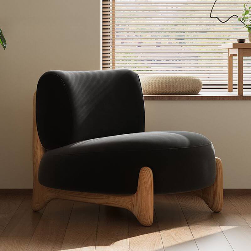 Midnight black slipcovered chair interior