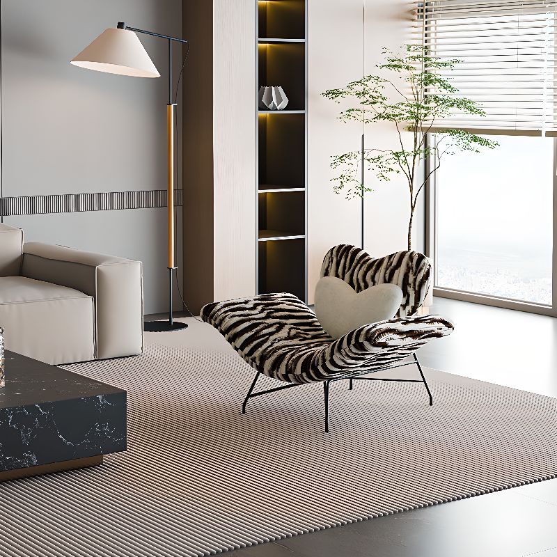 ミニマリスト ストライプ ラウンジチェア ミッドナイトブラック ピローバック、スリップカバー、ピロー、リクライニング機能付き サブ画像