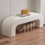 Minimalist upholstered accent bench in off-white