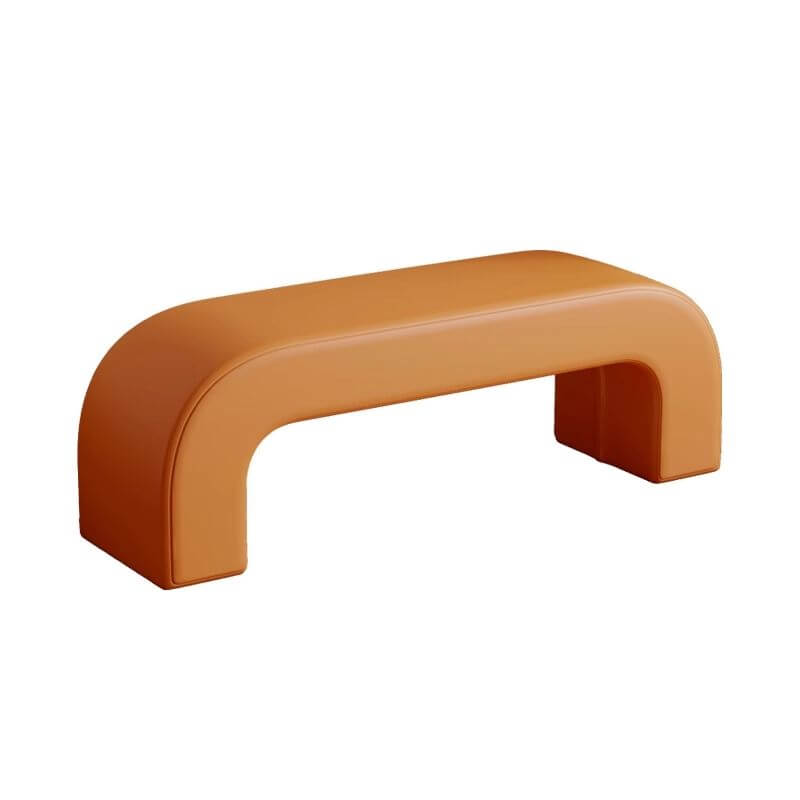 Minimalist upholstered accent bench in off-white