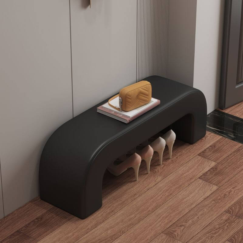 Elegant black upholstered bench chair