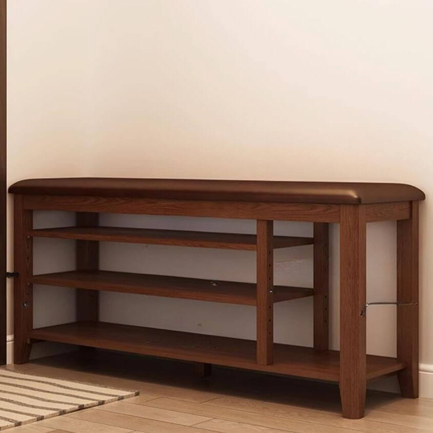 Entryway shoe bench with padded seat