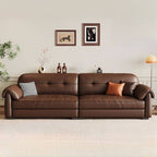 Spacious leather sofa designed for four