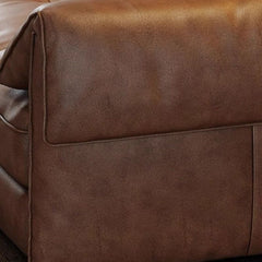 Spacious leather sofa designed for four