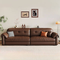 Spacious leather sofa designed for four