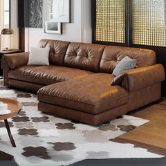 Contemporary auburn floor sofa with clean lines