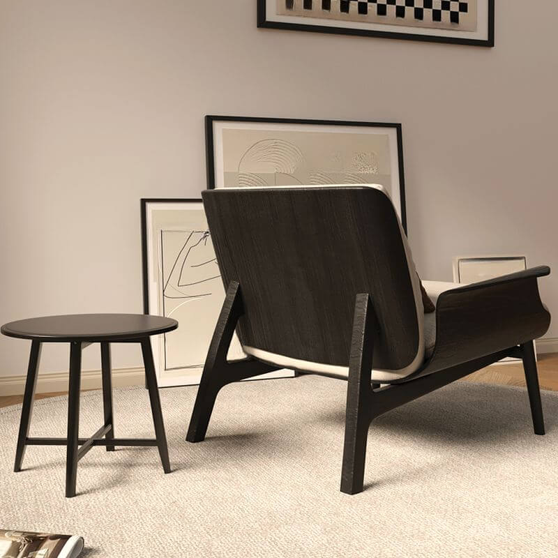 Chaise d'appoint minimaliste blanche avec dossier rembourré, accoudoirs et oreiller en couleur unie Image secondaire du produit