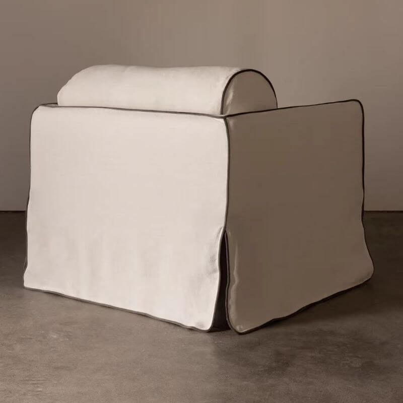 modern white slipcovered arm chair