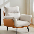 Minimalist White Arm Chair with tufted back
