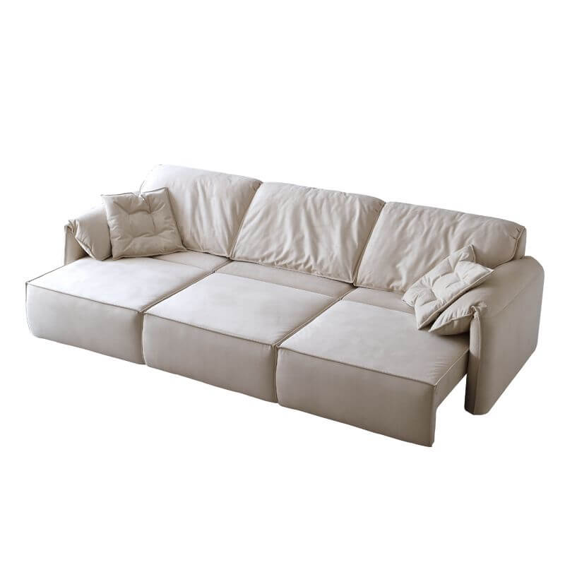 Minimalist white convertible sofa front view メイン画像