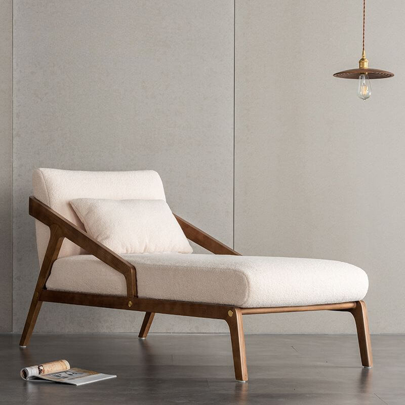 Minimalist white dual-sided arm chaise lounge