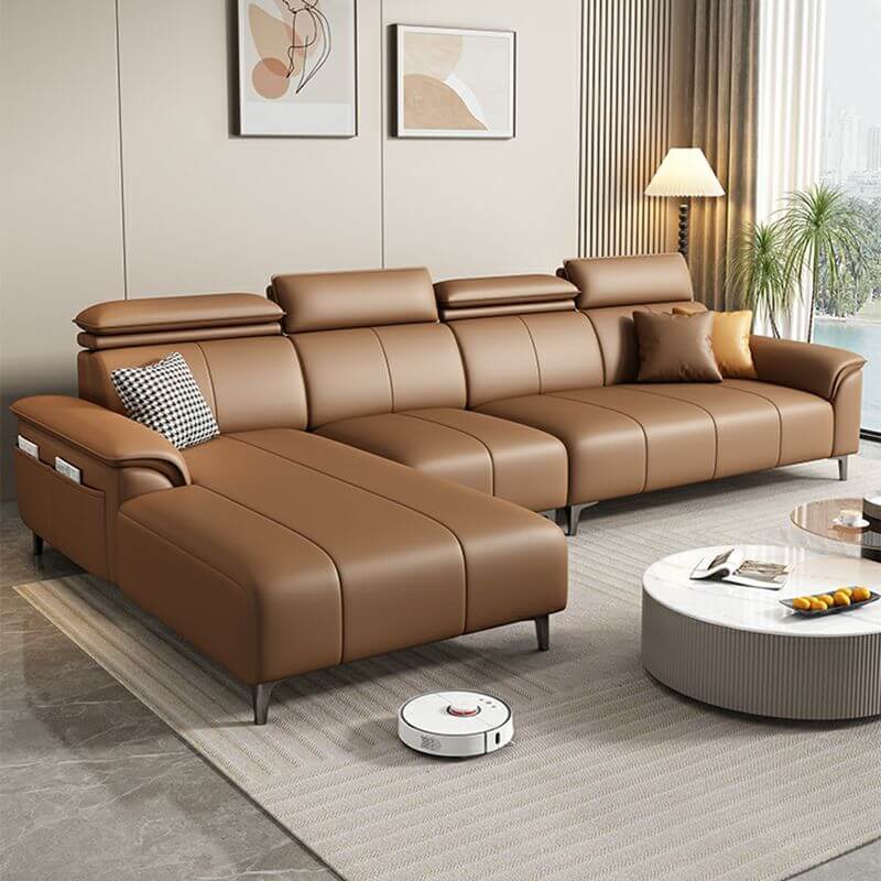 Mocha L-Shape Left Hand Facing Sofa Chaise