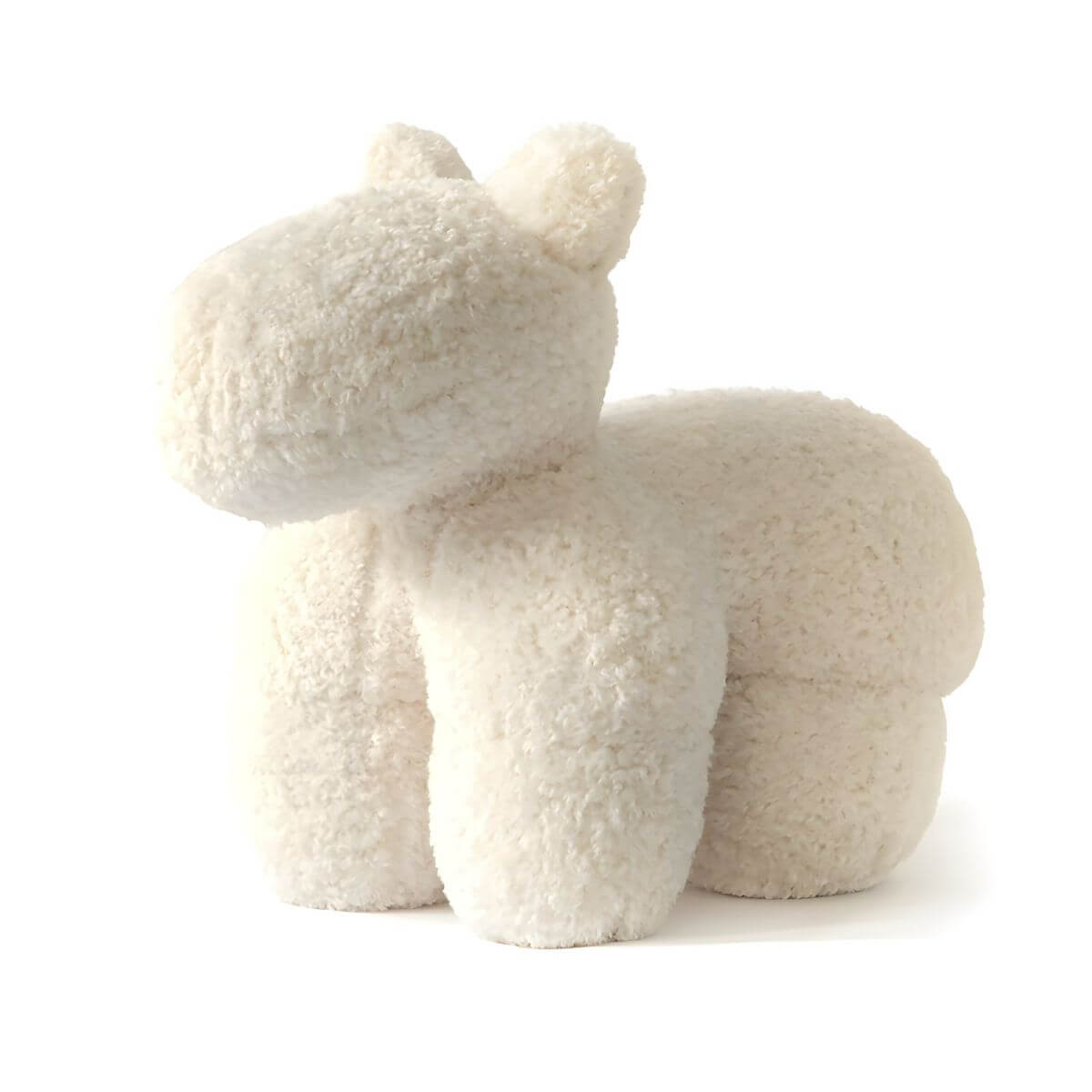 Upholstered modern accent stool with animal pattern