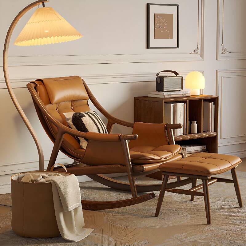 Nordic Style Upholstered Rocking Chair, kratzfest, gepolstert mit Track Arm