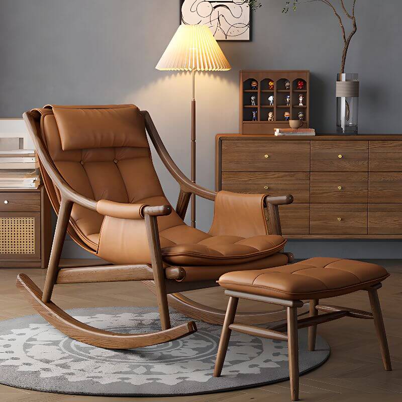 Nordic Style Upholstered Rocking Chair, kratzfest, gepolstert mit Track Arm