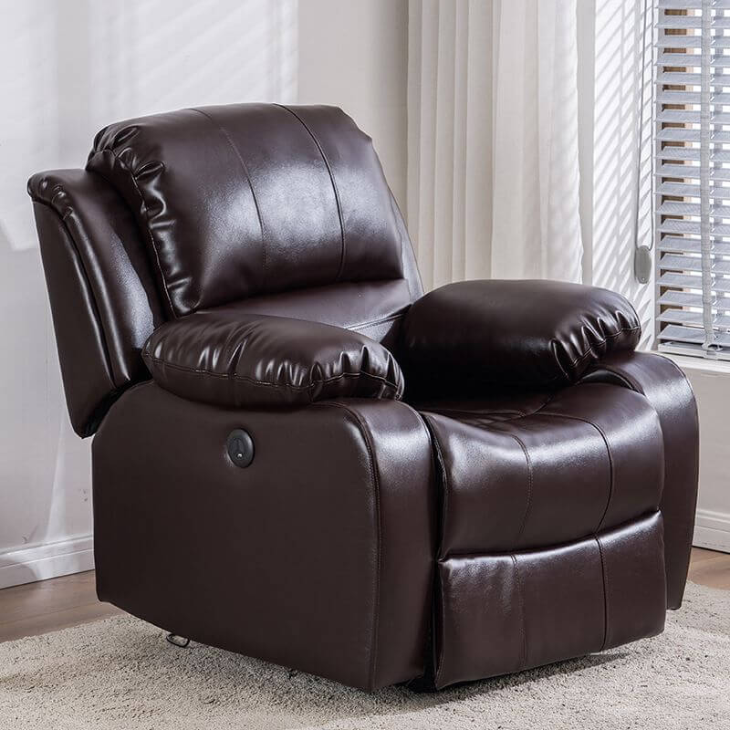 Dove Grey solid color recliner with faux leather