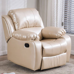 Black faux leather reclining chair with footrest