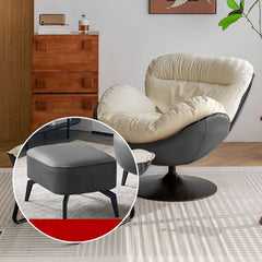 Modern beige ergonomic accent chair with ottoman